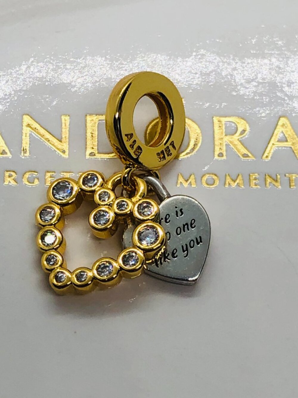 Pandora Sparkling Heart Double Dangle Charm